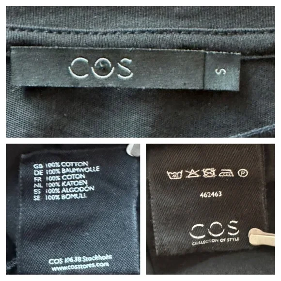 COS Pleated Cotton Scoop Neck 3/4 Sleeve Dress - Picture 6 of 9